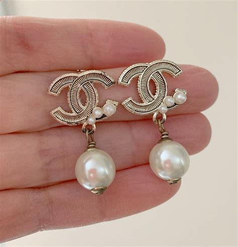 chanel earrings pearl 2015|authentic chanel pearl earrings.